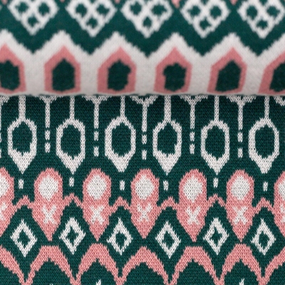 Jaquardjersey | FAIR ISLA Käselotti | Grün Rosa